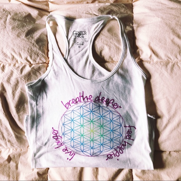 “breathe deeper feel happier live longer” tank top - Picture 3 of 3